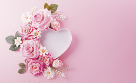 Love , Valentine's and women's day concept made from pink paper hearts on pastel background.の写真素材