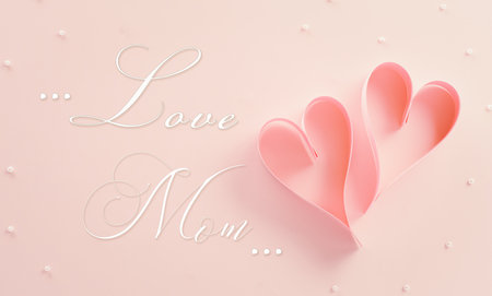 Mother day, Love , Valentine's and women's day concept made from paper hearts and the text on pastel background.の写真素材