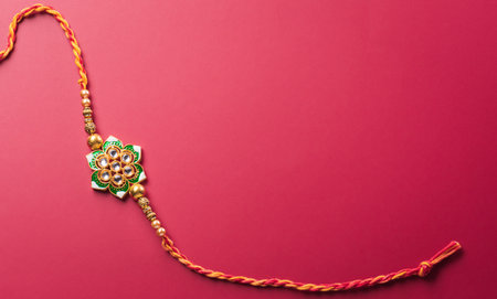 Raksha Bandhan, Indian festival made from beautiful Rakhi.  A traditional Indian wrist band which is a symbol of love between Sisters and Brothersの写真素材