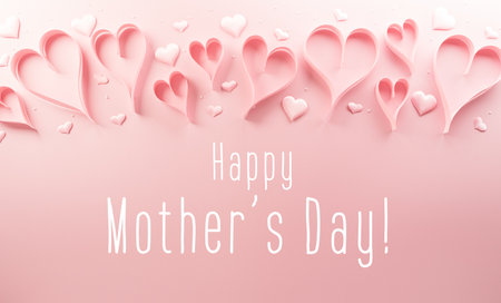 Happy Mother's day, Valentine and Women's Day decoration concept made from paper heart on pastel background.の写真素材