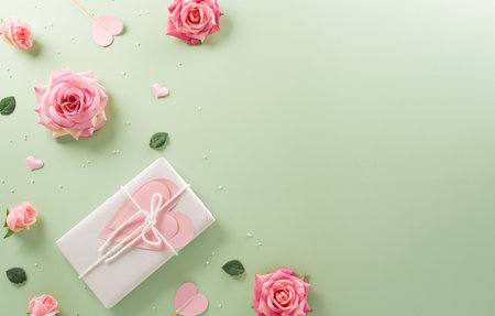 Happy Mother's day and Women's Day decoration concept made from flower on pastel background.の写真素材