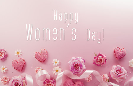 Love , Valentine's and women's day concept made from pink paper hearts on pastel background.の写真素材