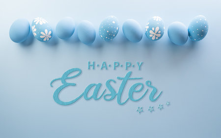 Happy easter! Colourful Easter eggs on pastel background. Decoration concept for greetings and presents on Easter Day celebrate time.の写真素材