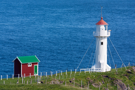 Akraberg, Suduroy, Faroe Islands .Akraberg lighthouse is the southernmost point of Faeroe archipelago .の写真素材