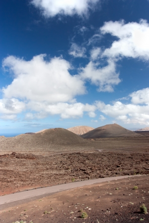 A landscape of volcanic Timanfaya Nationale Park, Lanzarote   Vertical frame  の写真素材