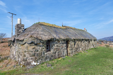 Traditional scottish thatched croft houseの写真素材