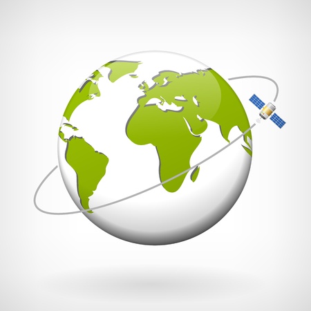 Earth  icon width satellite on a white backgroundのイラスト素材