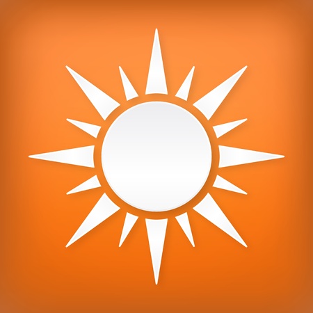 Paper white sun on orange background  Isolated from background  Layered のイラスト素材