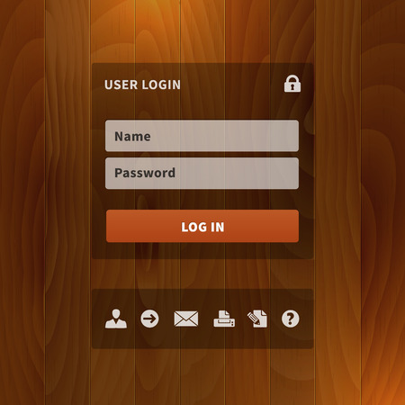 login form with unused icons on wood background  illustration  isolated  layered のイラスト素材