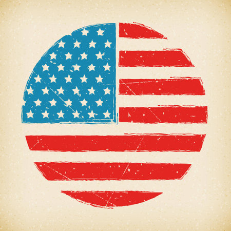 American grunge flag background poster on paper  isolated のイラスト素材