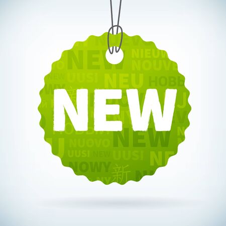 new tag labels with new background in different languageのイラスト素材