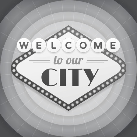 Welcome to our city vintage vector bw poster. isolated from background.のイラスト素材