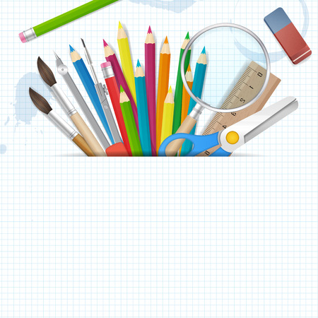 Back to school poster vector background with place for text. isolated from background. layered.のイラスト素材