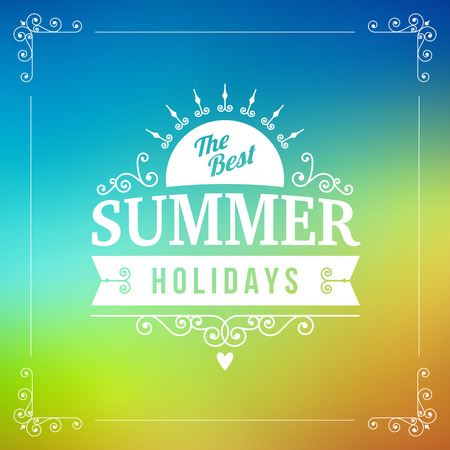 best Summer holidays enjoy typography poster on blurred vector backgroundのイラスト素材
