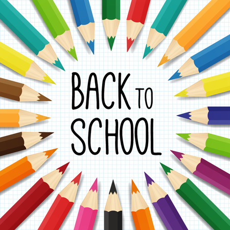 back to school illustration with colorful pencilsのイラスト素材