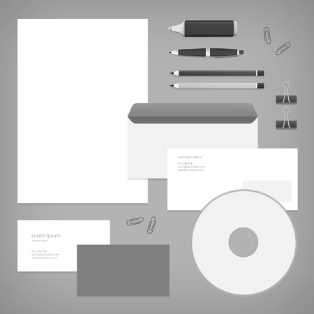 Blank empty corporate Identity vector Template with office suppliesのイラスト素材