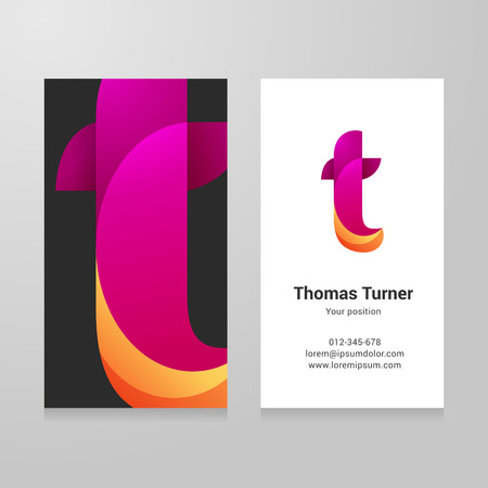 Modern letter t twisted colorful Business card template.のイラスト素材