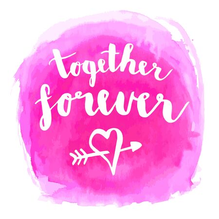 Valentine or wedding together forever hand drawing heart poster vector card design. isolated from background.のイラスト素材