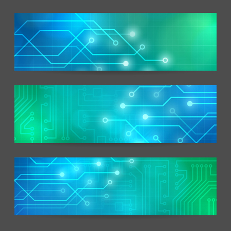 Set Abstract technology computer vector banners circuit board vector background.のイラスト素材