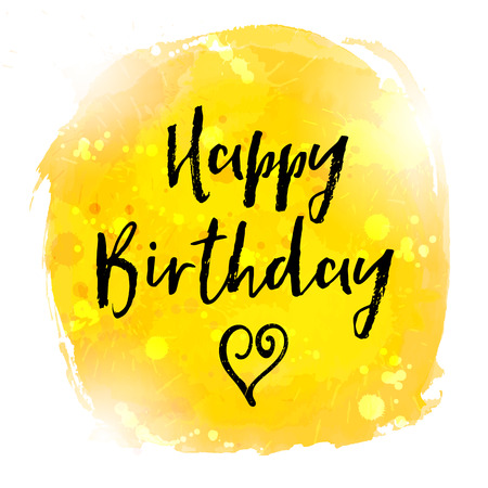 Happy Birthday Hand Paint Watercolor Brushed Greeting Card Vector Illustration の素材 Fy ストックフォトのamanaimages Plus