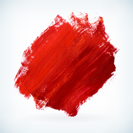 Red paint artistic dry brush stroke. Watercolor acrylic hand painted backdrop for print, web design and banners. Realistic vector background textureのイラスト素材