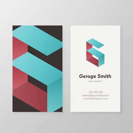 Business card isometric letter G vector template. Vector business card design as sign letter G. Modern business card template.のイラスト素材