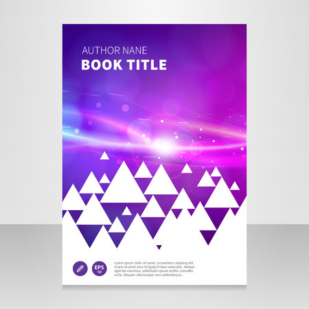 Modern annual report, brochure or book vector design template . Abstract light background with triangle.のイラスト素材