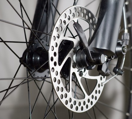 Part of Mountain Bike brake disc in close up.の写真素材