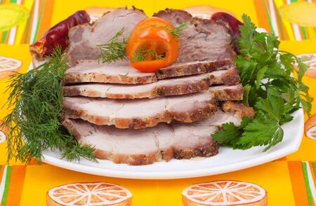 served roasted beef meat steakの写真素材