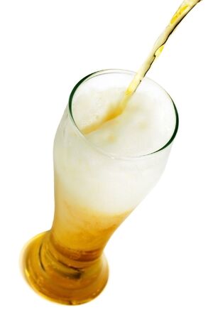 glass of beer isolated over a white backgroundの写真素材