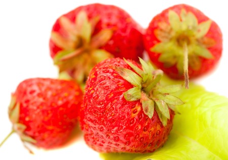 Strawberries isolated on white backgroundの写真素材
