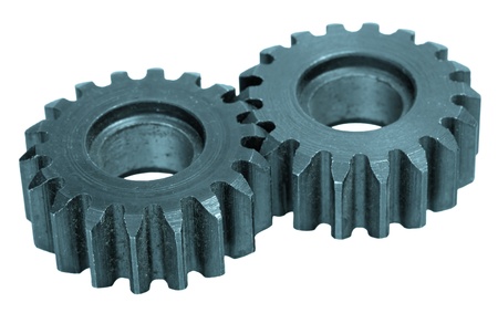 Gear wheels system over white backgroundの写真素材