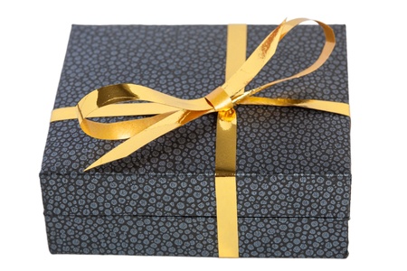 gray gift on a white background  focus on the leading edge of the boxの写真素材