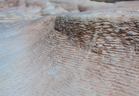 Blue cyan water travertine pools at ancient Hierapolis, now Pamukkale, Turkeyの写真素材