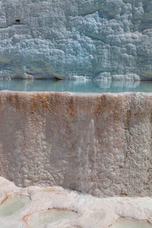 Blue cyan water travertine pools at ancient Hierapolis, now Pamukkale, Turkeyの写真素材