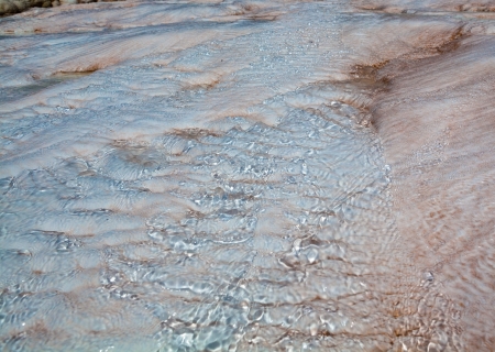 Blue cyan water travertine pools at ancient Hierapolis, now Pamukkale, Turkeyの写真素材