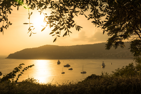 Stunning sunset over Mediteranean sea at Azure coastの写真素材
