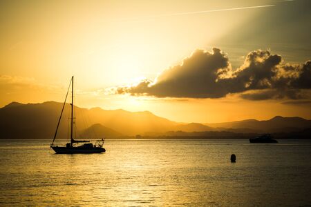 Stunning sunset over Mediterranean sea at Azure coastの写真素材