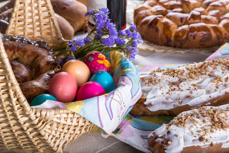 Food with Easter themed food prepared for celebration
