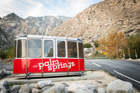 Palm Springs, CA, USA  - November 26, 2016: Air Tram gondola at the entranceのeditorial素材