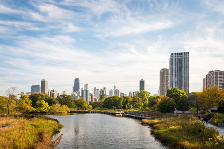 Park in Chicago Illinoisの写真素材