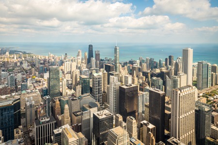 Birds eye view of Chicago downtown from Willys Towerのeditorial素材