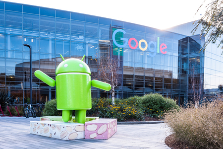 Googleplex - Google Headquarters with Android figureのeditorial素材