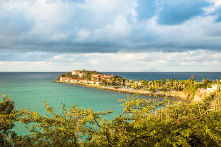 Tropical resort of Sint Maarten built near ruins of the Fort Amsのeditorial素材