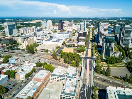 Aerial view of downtown Sacramentoの写真素材