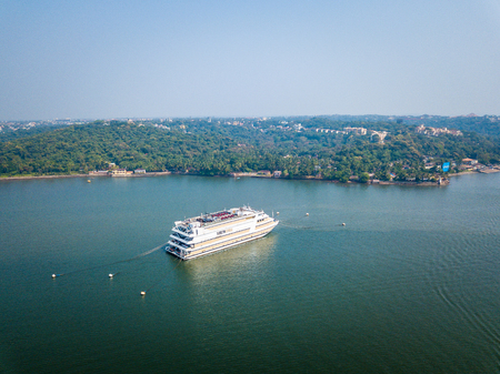 Goa India November 24, 2017: Drone View of Casino Ship Destine Royalのeditorial素材