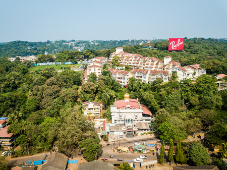 Penha de Franca Goa India November 24, 2017: Drone View of town Betimのeditorial素材