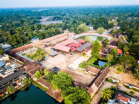Aerial photo of Sree Krishna Swamy Temple, Ambalappuzha, Indiaの写真素材