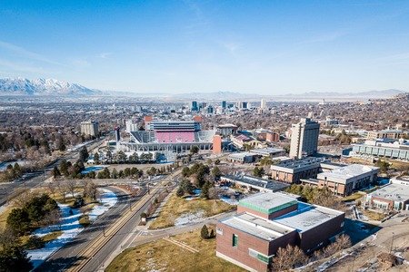 Aerial view of Salt Lake City Utah in the morningのeditorial素材