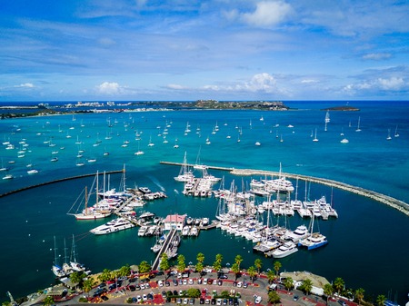 Aerial view of Marigot Bay Port in Saint Marten